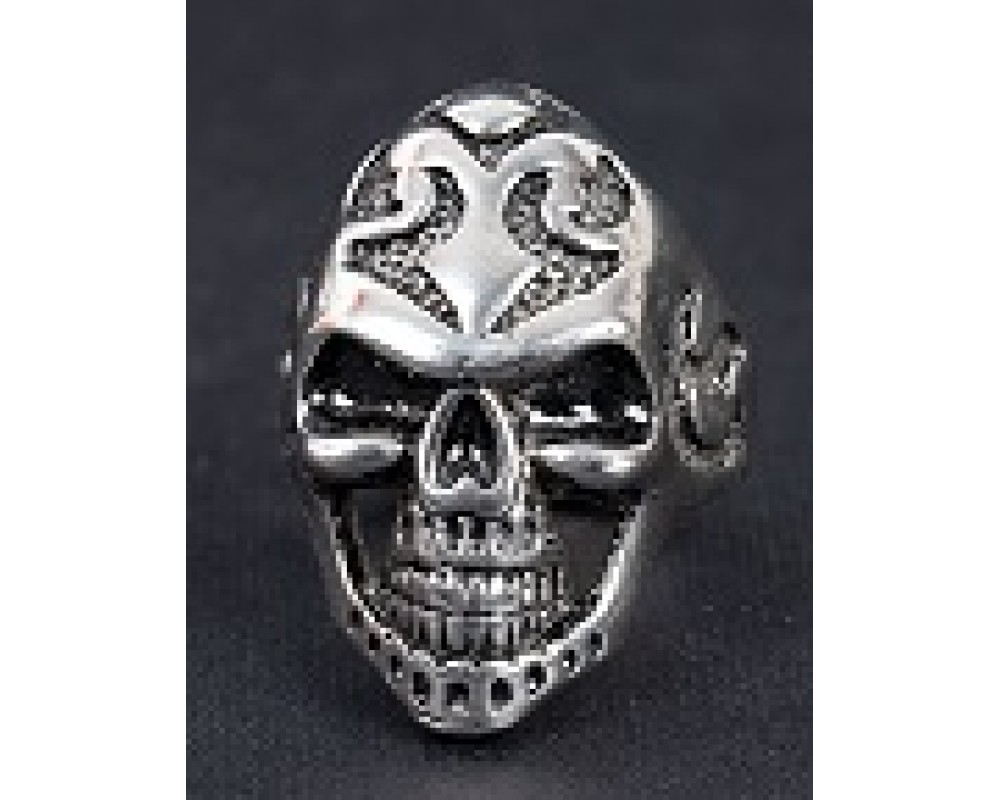 Skull-shaped silver men's ring