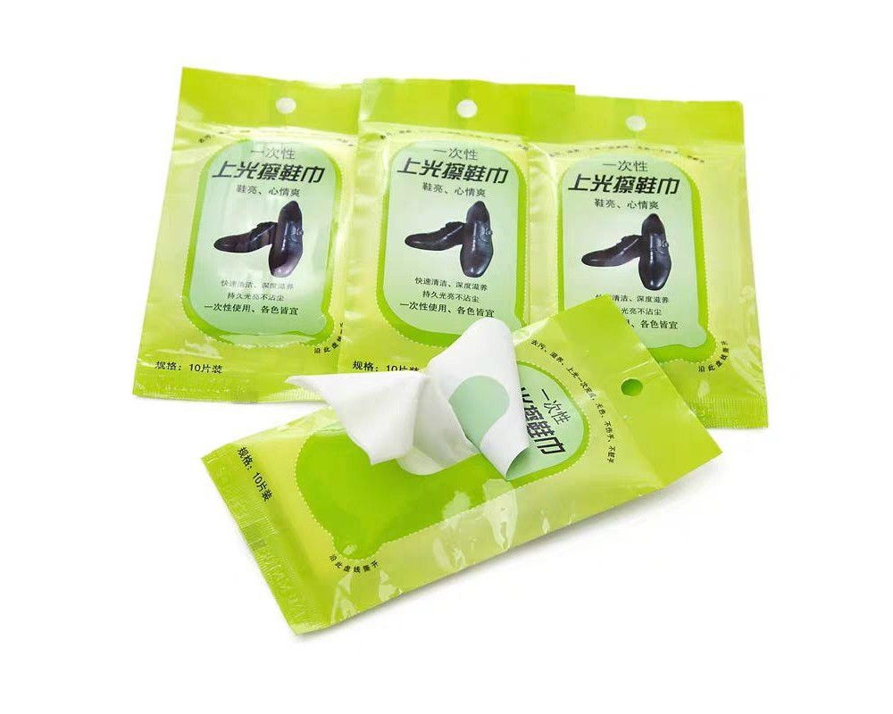 Shoe cleaning and polishing wipes