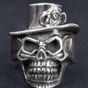 Men's Silver Cowboy Skull Ring