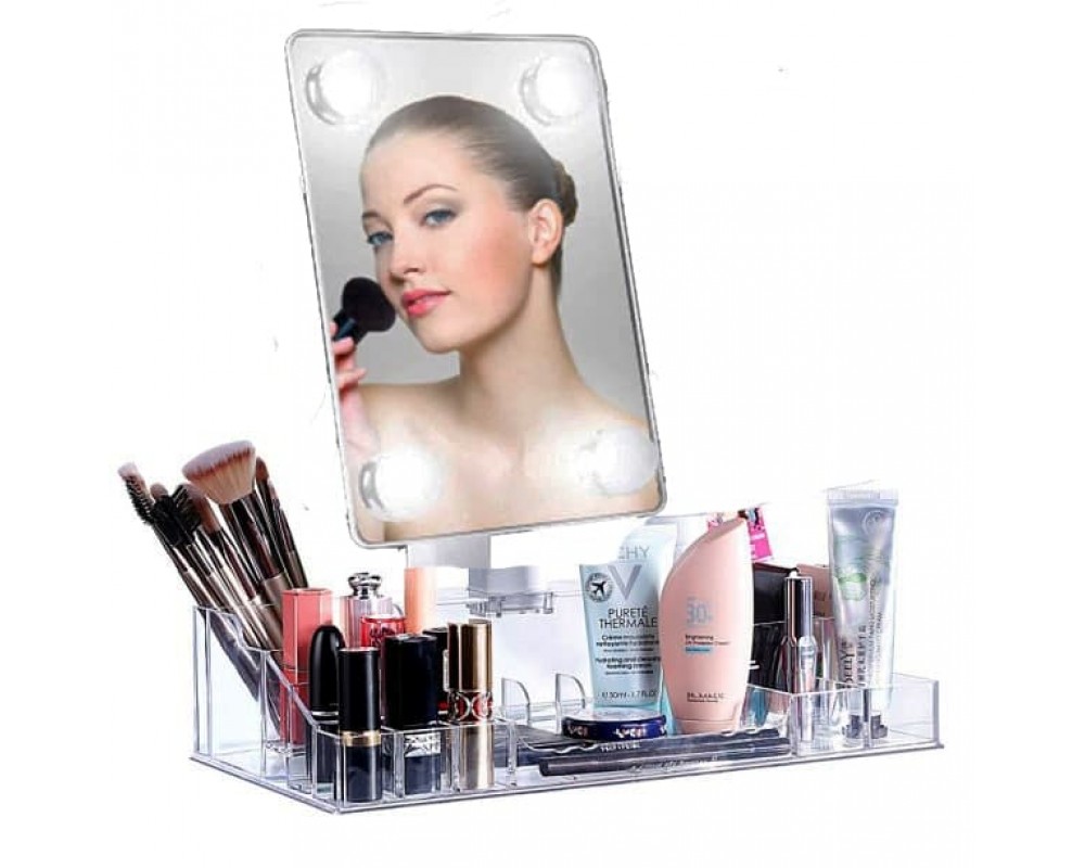 Make-up mirror and acrylic makeup organizer 2*1