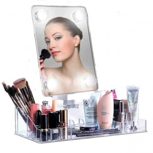 Make-up mirror and acrylic makeup organizer 2*1